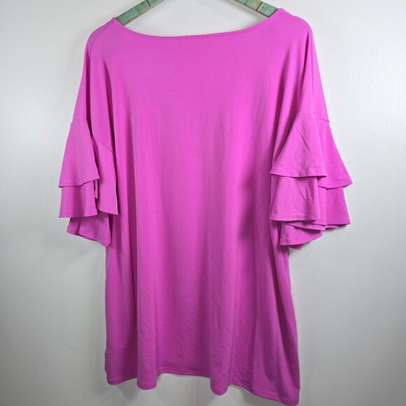 Zenana, Springy, Double Ruffle Layered Slv, Fuchsia, Top, Boutique, Sz 1X, NWOT - Picture 4 of 7
